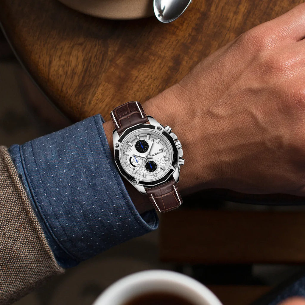 Megir SportLeather Chrono – Men's Waterproof Watch
