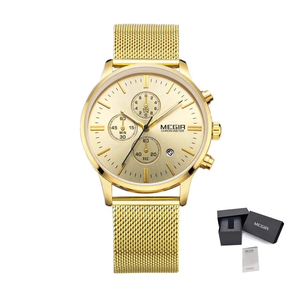 MEGIR Men’s Quartz Waterproof Watch with Chronograph and Night Light