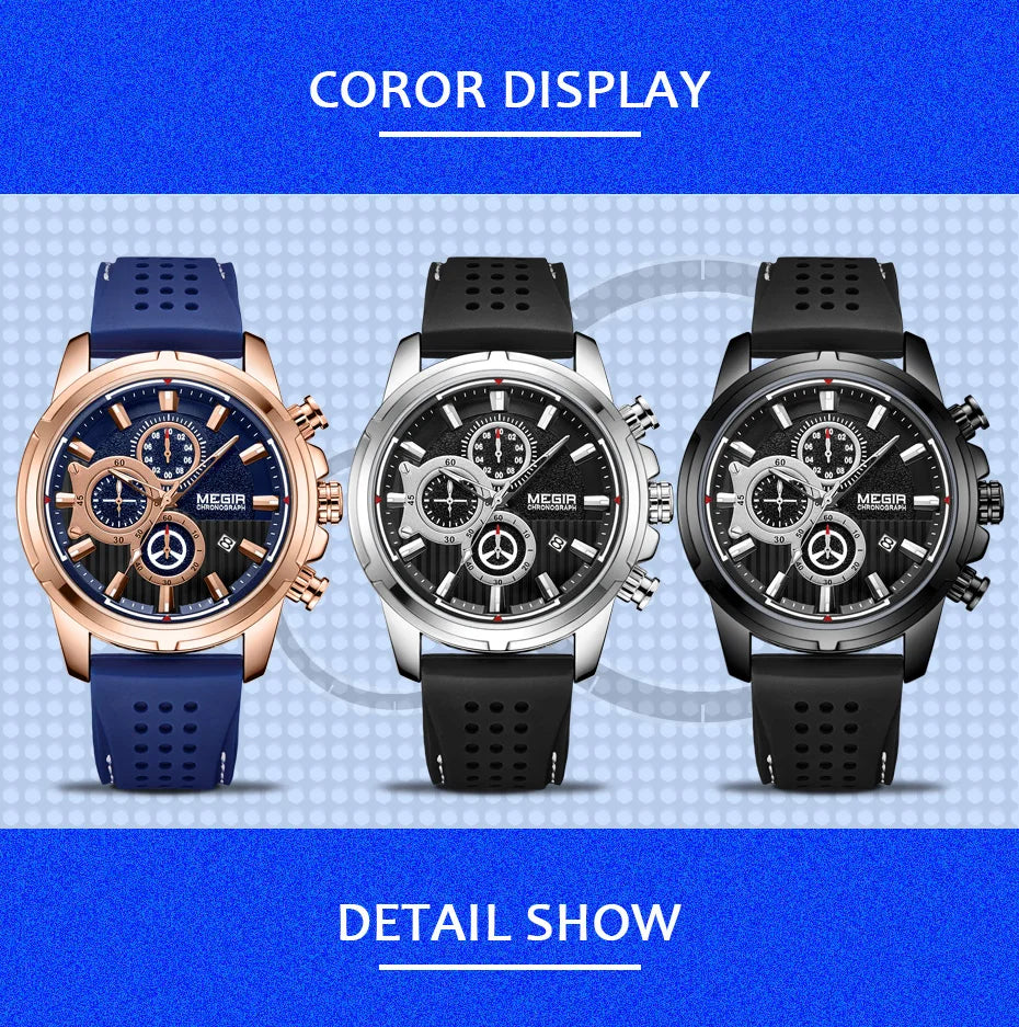 Men’s Quartz Chronograph 5090 Watch with Silicone Strap and Water Resistance