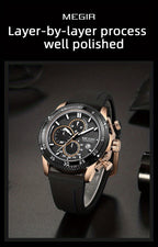 MEGIR – Men’s Sport Watch with Silicone Strap and Chronogra