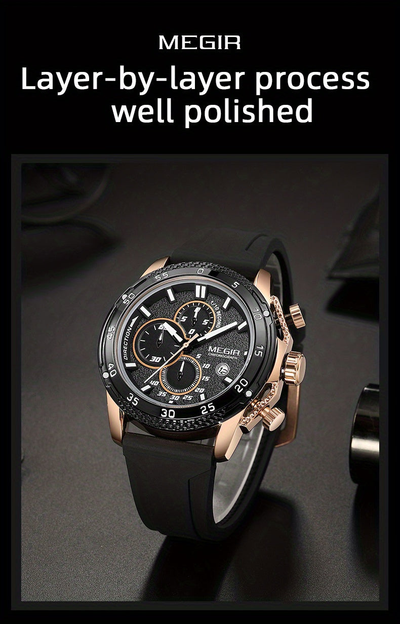 MEGIR – Men’s Sport Watch with Silicone Strap and Chronogra