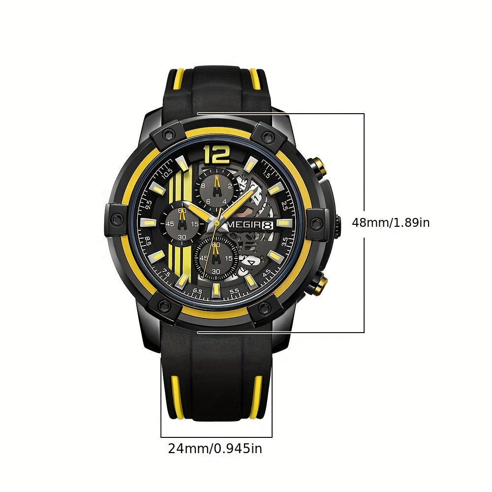Men’s Sport Quartz Watch with Silicone Strap – Chronograph