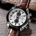 MEGIR 220G Men’s Chronograph Watch with Japanese Movement and Leather Strap
