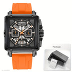MEGIR – Herren-Quadratuhr 6789 mit blauem Silikonarmband und Chronograph