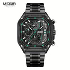 MEGIR Herren-Quarzuhr mit quadratischem Zifferblatt und 3 ATM Chronograph