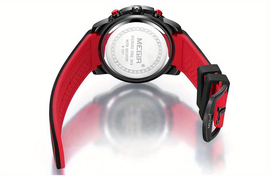 Men’s Sport Quartz Watch with Silicone Strap – Chronograph