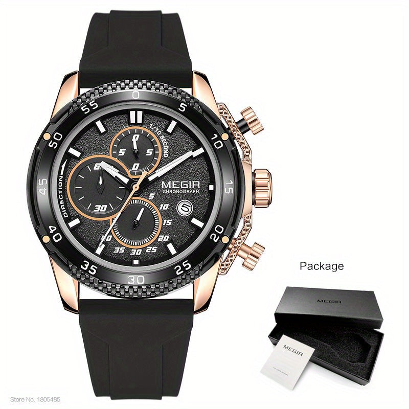 MEGIR – Men’s Sport Watch with Silicone Strap and Chronogra
