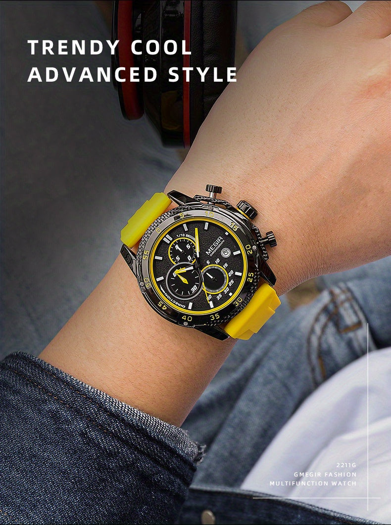 MEGIR – Men’s Sport Watch with Silicone Strap and Chronogra