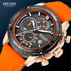 MEGIR – Men’s Sport Watch with Silicone Strap and Chronogra