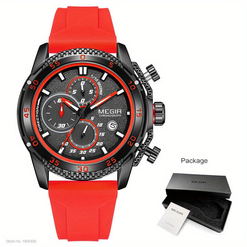 MEGIR – Men’s Sport Watch with Silicone Strap and Chronogra