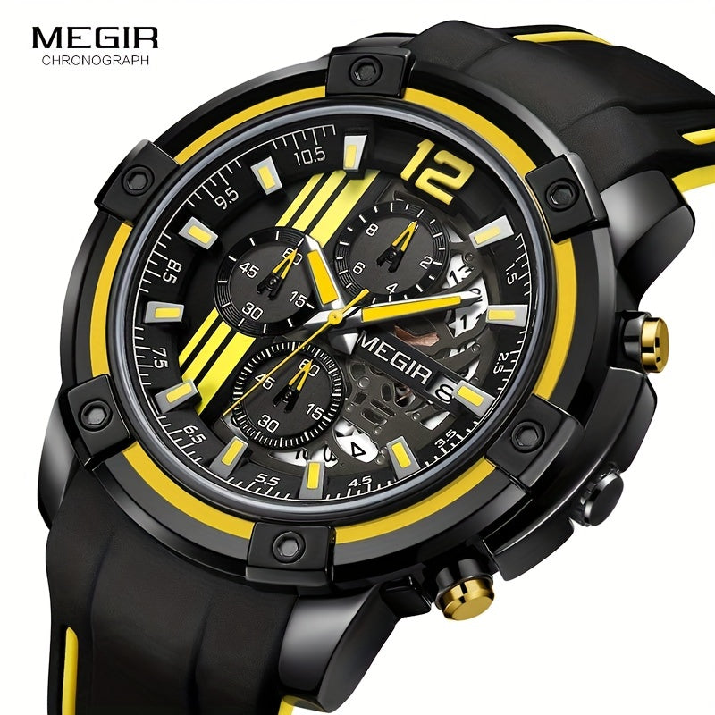 Men’s Sport Quartz Watch with Silicone Strap – Chronograph