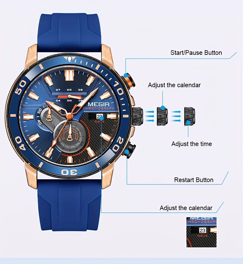 Megir Men's Sports 3678 Watch with Chronograph