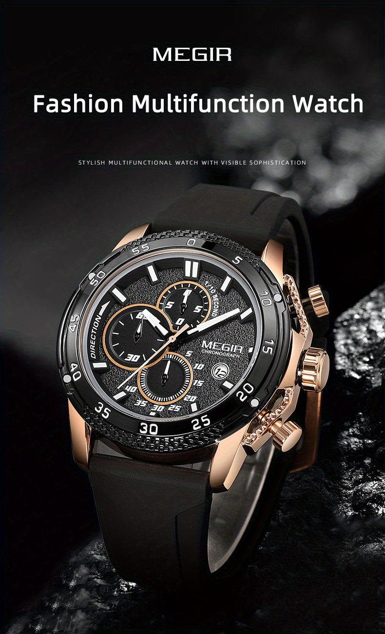 MEGIR – Men’s Sport Watch with Silicone Strap and Chronogra