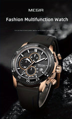 MEGIR – Men’s Sport Watch with Silicone Strap and Chronogra