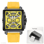 MEGIR – Herren-Quadratuhr 6789 mit blauem Silikonarmband und Chronograph
