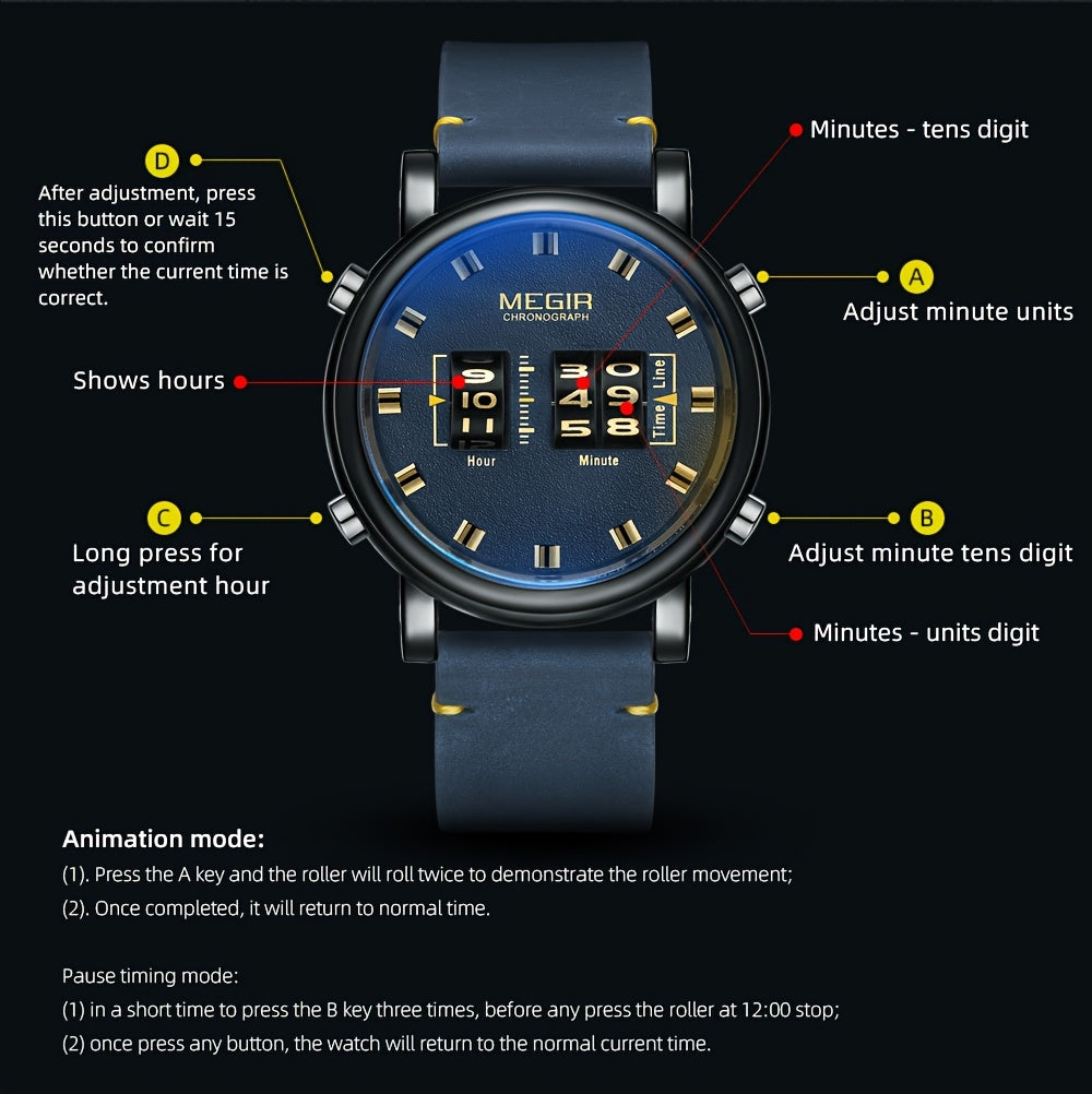 MEGIR Herren-Digitaluhr – Quarz mit Edelstahlarmband und vielseitigem Design