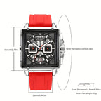 MEGIR – Herren-Quadratuhr 6789 mit blauem Silikonarmband und Chronograph