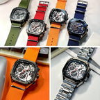 MEGIR Herren-Quarzuhr mit quadratischem Zifferblatt und 3 ATM Chronograph