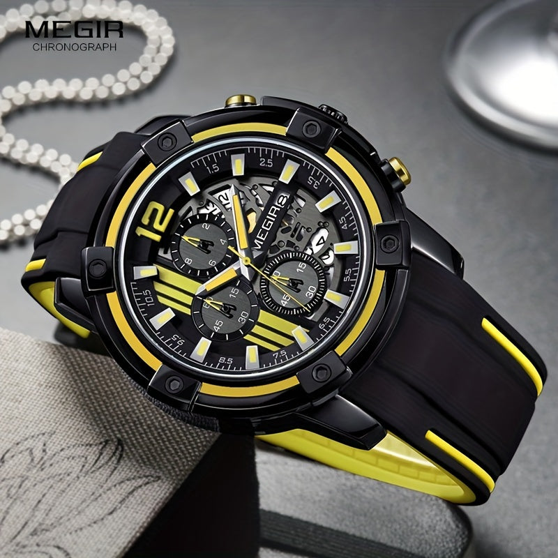 Men’s Sport Quartz Watch with Silicone Strap – Chronograph