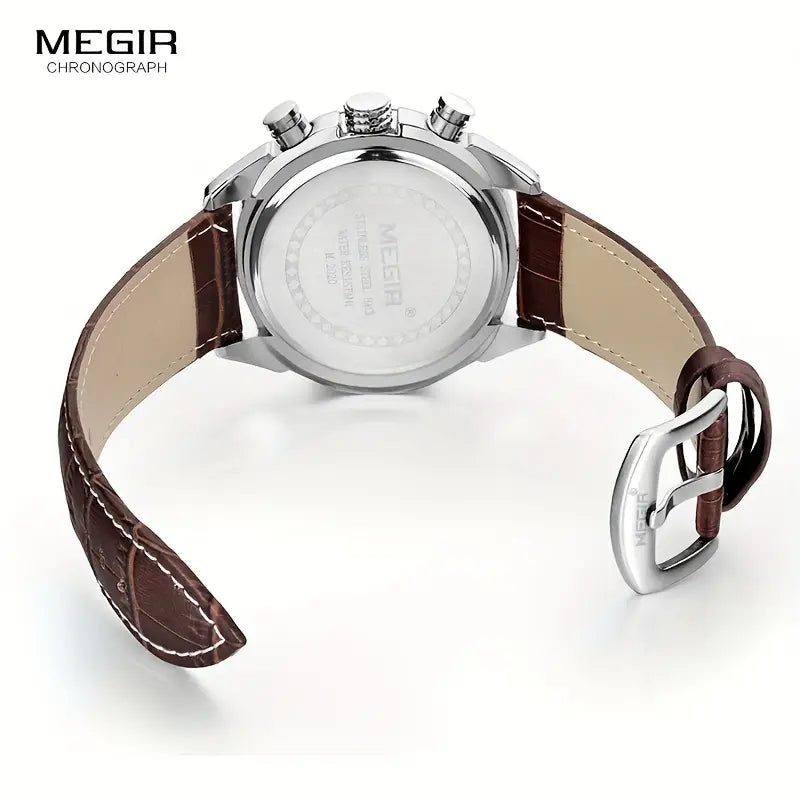 MEGIR 220G Men’s Chronograph Watch with Japanese Movement and Leather Strap