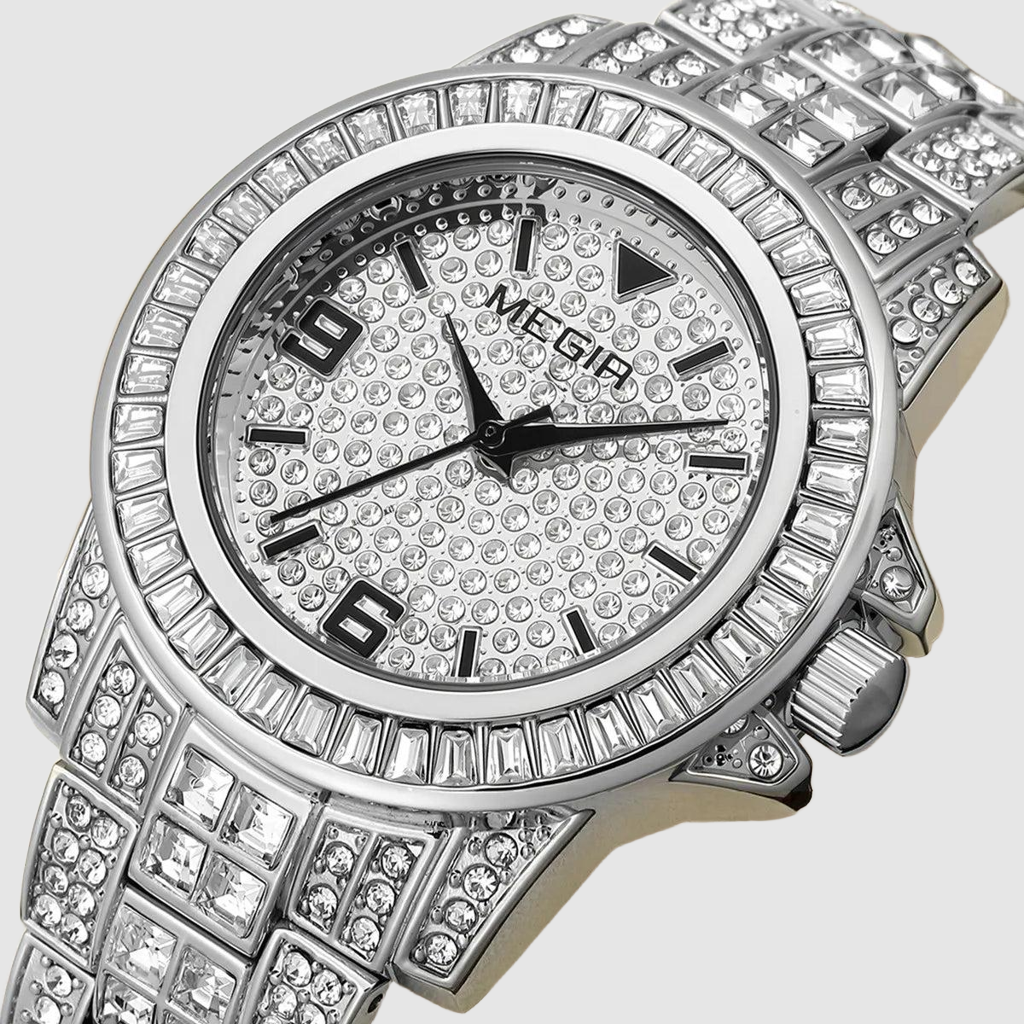 MEGIR Men’s Watch with Diamond Accents & Large Dial – Business Style Timepiece