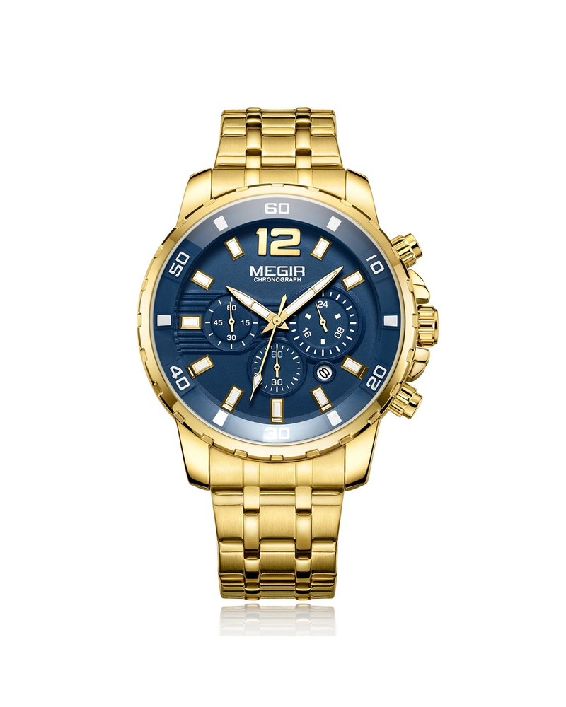 MEGIR 2068 Men’s Chronograph Watch – 46mm with Mesh Strap & Modern Style
