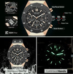 MEGIR SteelForce 44 Chronograph – Steel & Luminous Dial