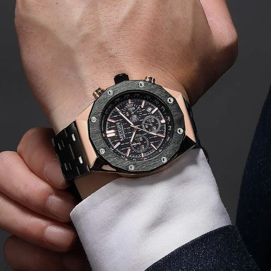 MEGIR SteelForce 44 Chronograph – Steel & Luminous Dial