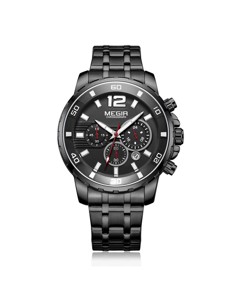 MEGIR 2068 Men’s Chronograph Watch – 46mm with Mesh Strap & Modern Style