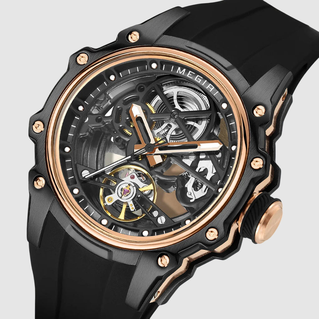 Luxury Men’s Automatic Mechanical Watch with Stainless Steel Skeleton Dial