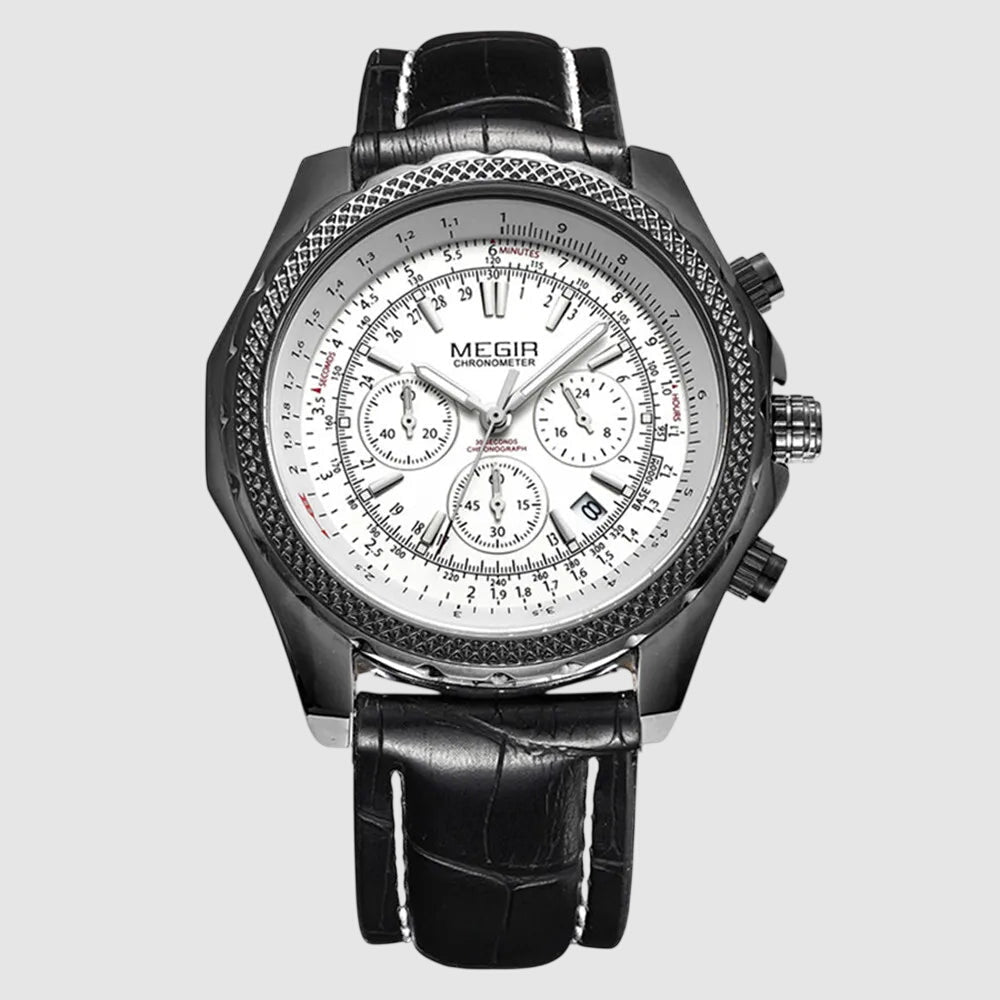 MEGIR 2067 Men’s Sport Quartz Watch with Chronograph and Leather Strap
