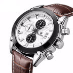 MEGIR 220G Men’s Chronograph Watch with Japanese Movement and Leather Strap